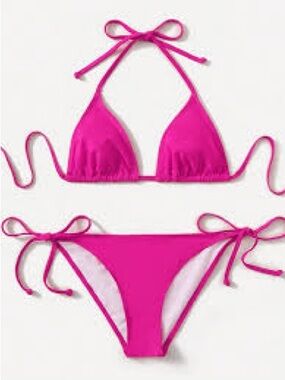 Women’s ' Hot Pink Tie-Side Bikini Swim Set -